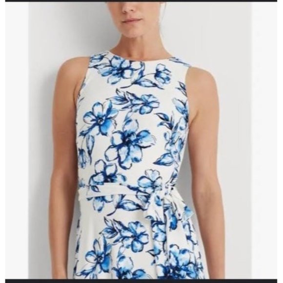 Dress Ralph Lauren White Sleeveless Knee Sheath Dress - Picture 2 of 11